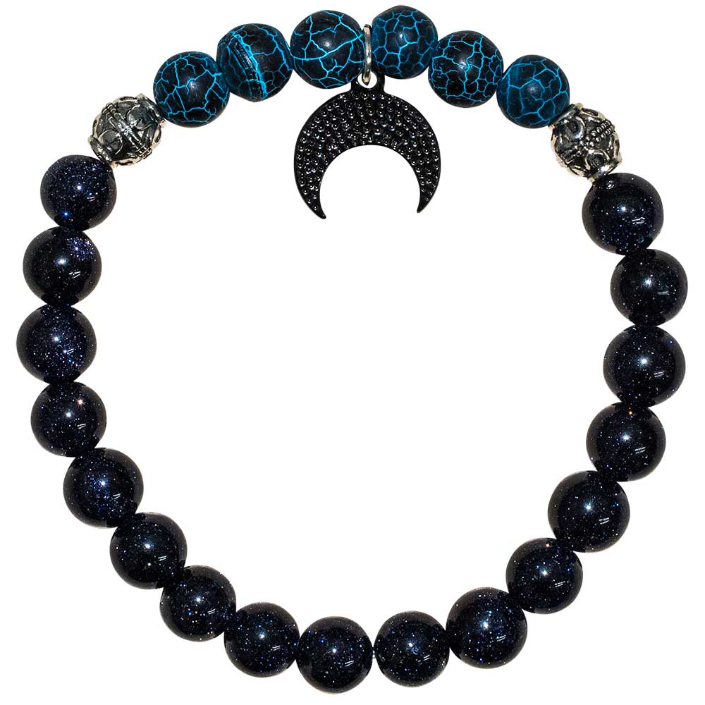 Bracelet élastique en perles, 8 mm, magie, ciel de lune noir