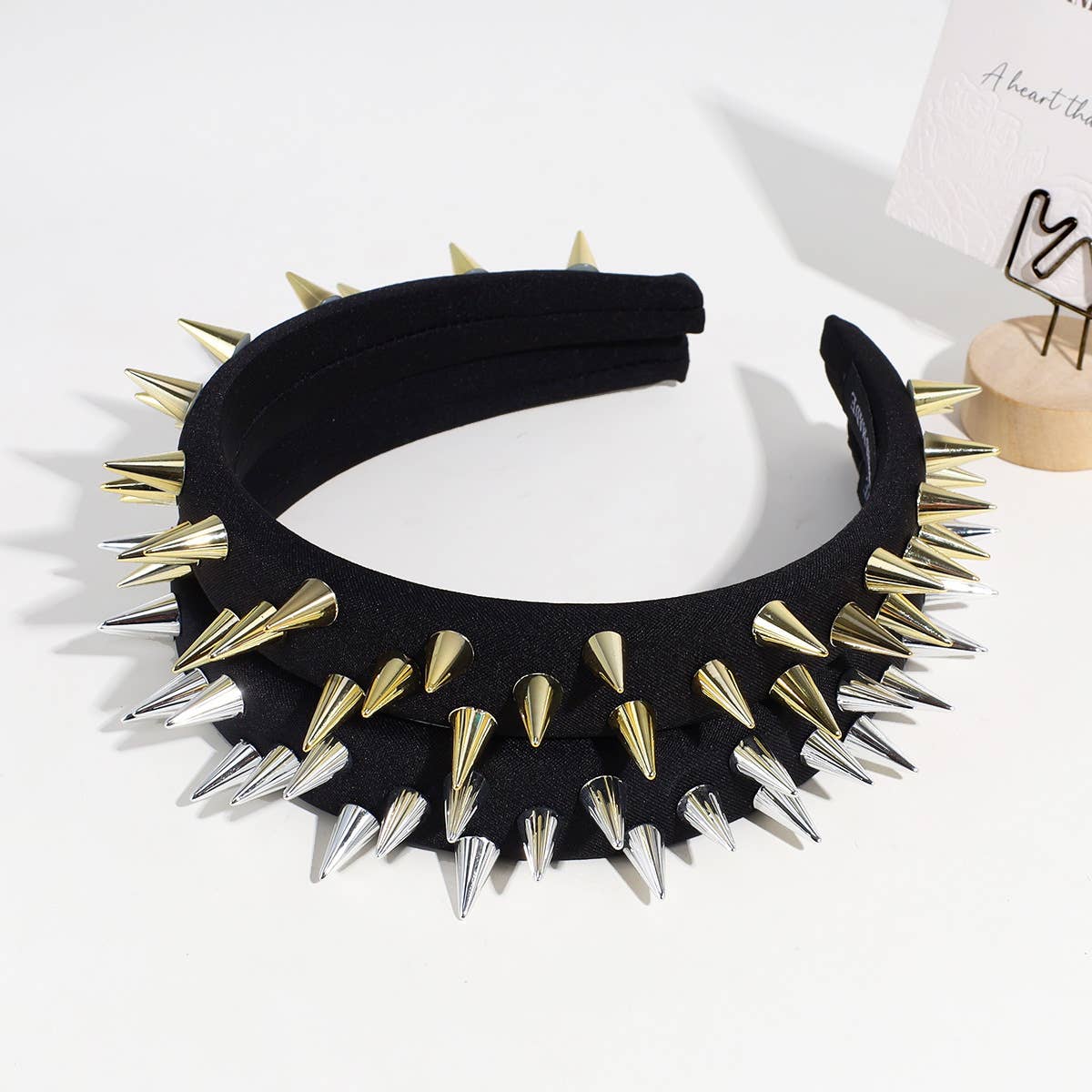 Bandeau punk personnalité rivet fait main bandeau noir