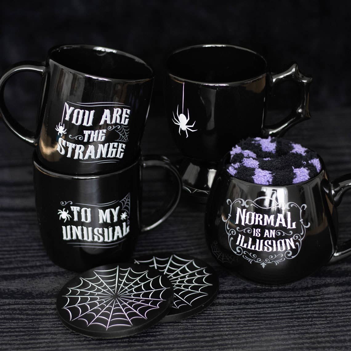 Tasse à thé gothique Halloween Black Spider