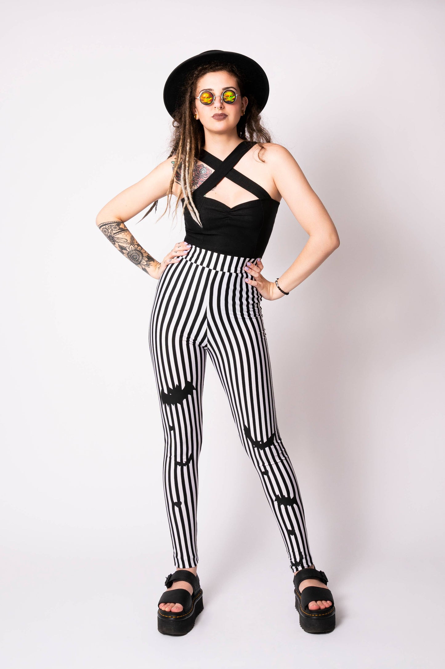 Legging - Sweet Sweet Bats à rayures noires/blanches