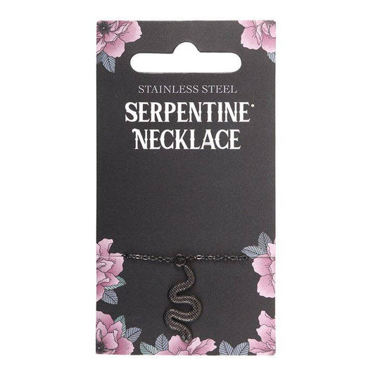 Collier avec pendentif en forme de serpent noir