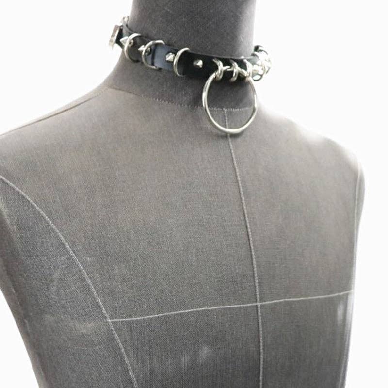 Collier ras-de-cou ajustable Punk Sexy Rivets