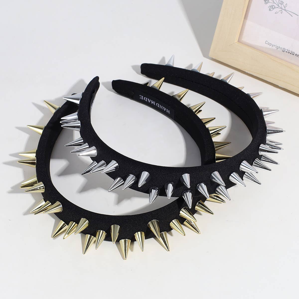 Bandeau punk personnalité rivet fait main bandeau noir