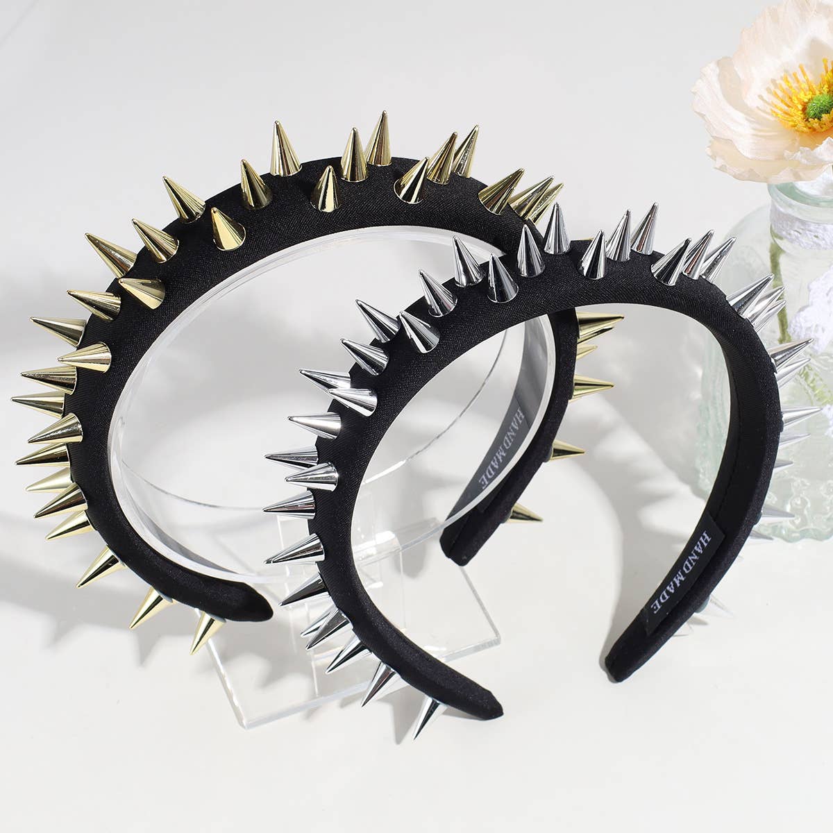 Bandeau punk personnalité rivet fait main bandeau noir
