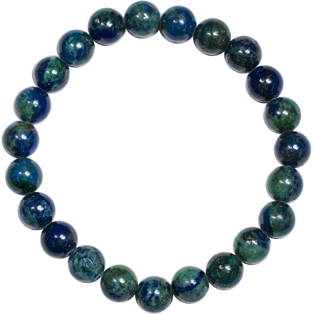 Bracelet élastique en perles et chrysocolle teintée de 8 mm