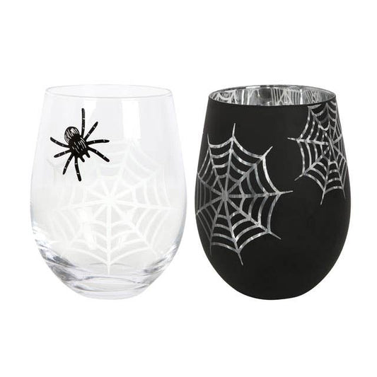 Ensemble de 2 verres à vin Gothic Spider and Web sans pied