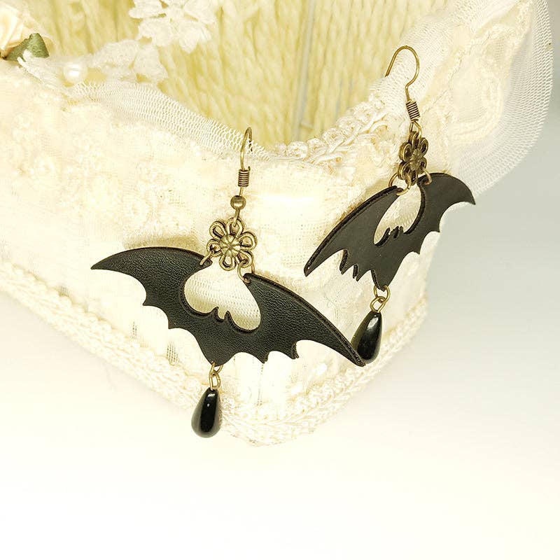 Boucles d'oreilles punk Halloween en forme de chauve-souris