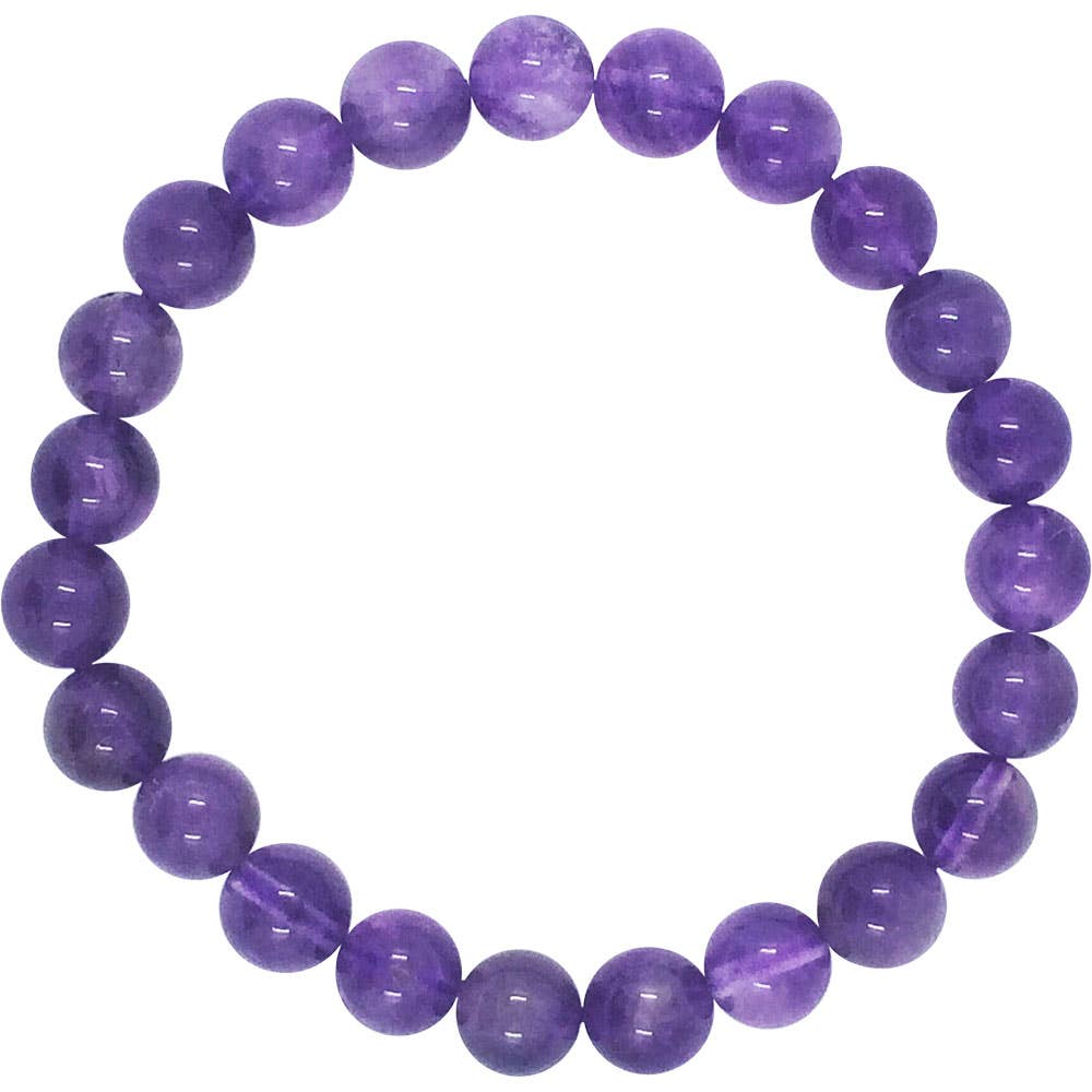 Bracelet élastique : perles de 6 à 8 mm/améthyste