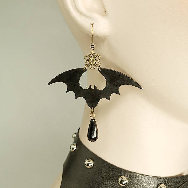 Boucles d'oreilles punk Halloween en forme de chauve-souris