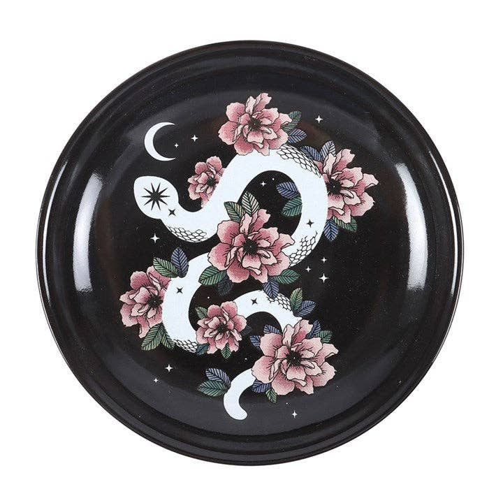 Plat à babioles en forme de serpent floral