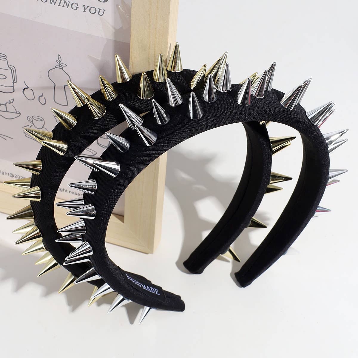 Bandeau punk personnalité rivet fait main bandeau noir