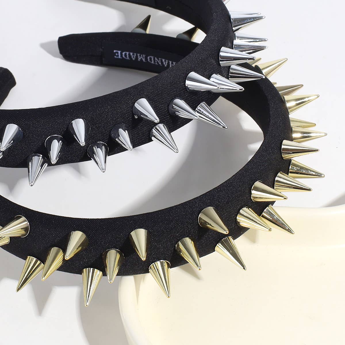 Bandeau punk personnalité rivet fait main bandeau noir