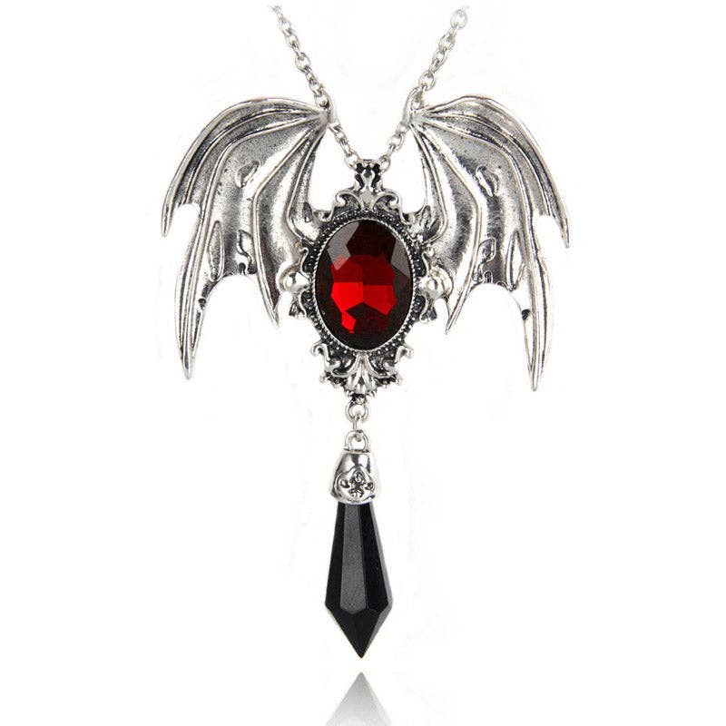 Collier à pendentif en forme de chauve-souris gothique Halloween