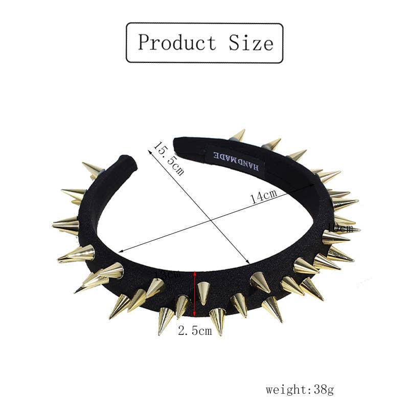 Bandeau punk personnalité rivet fait main bandeau noir