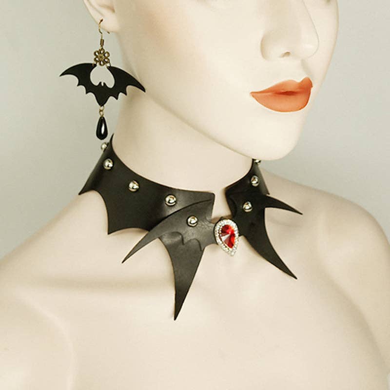 Boucles d'oreilles punk Halloween en forme de chauve-souris