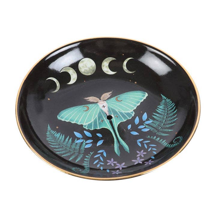 Assiette porte-encens en céramique Luna Moth