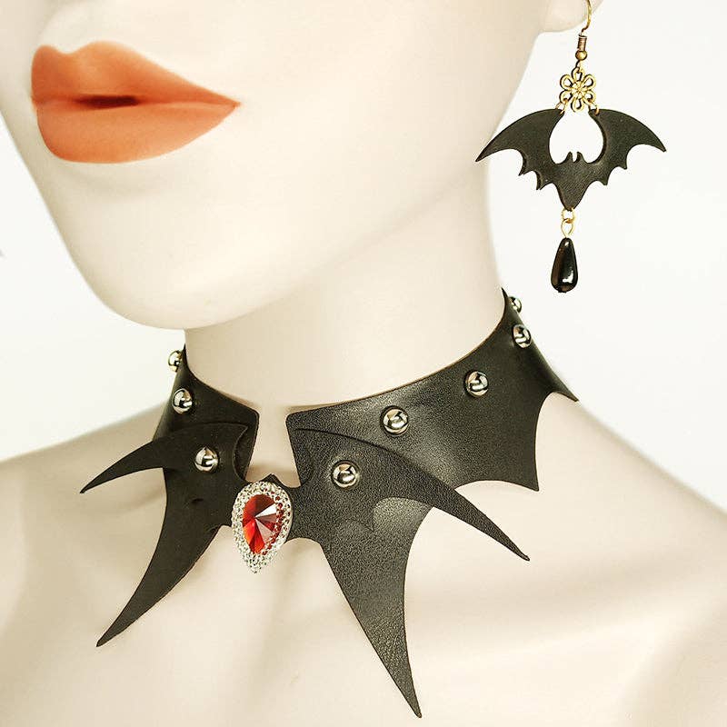 Boucles d'oreilles punk Halloween en forme de chauve-souris