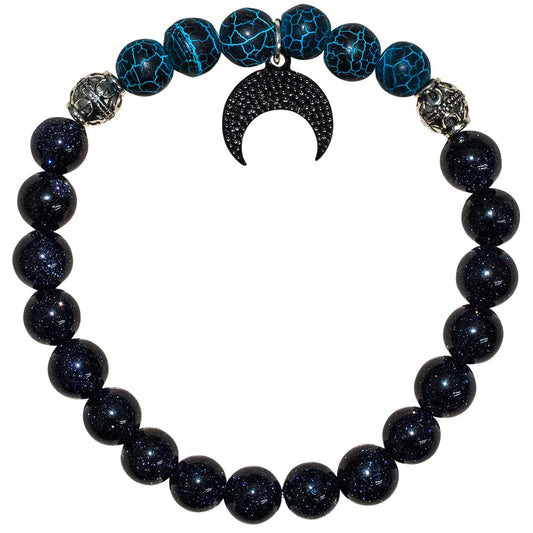 Bracelet élastique en perles, 8 mm, magie, ciel de lune noir