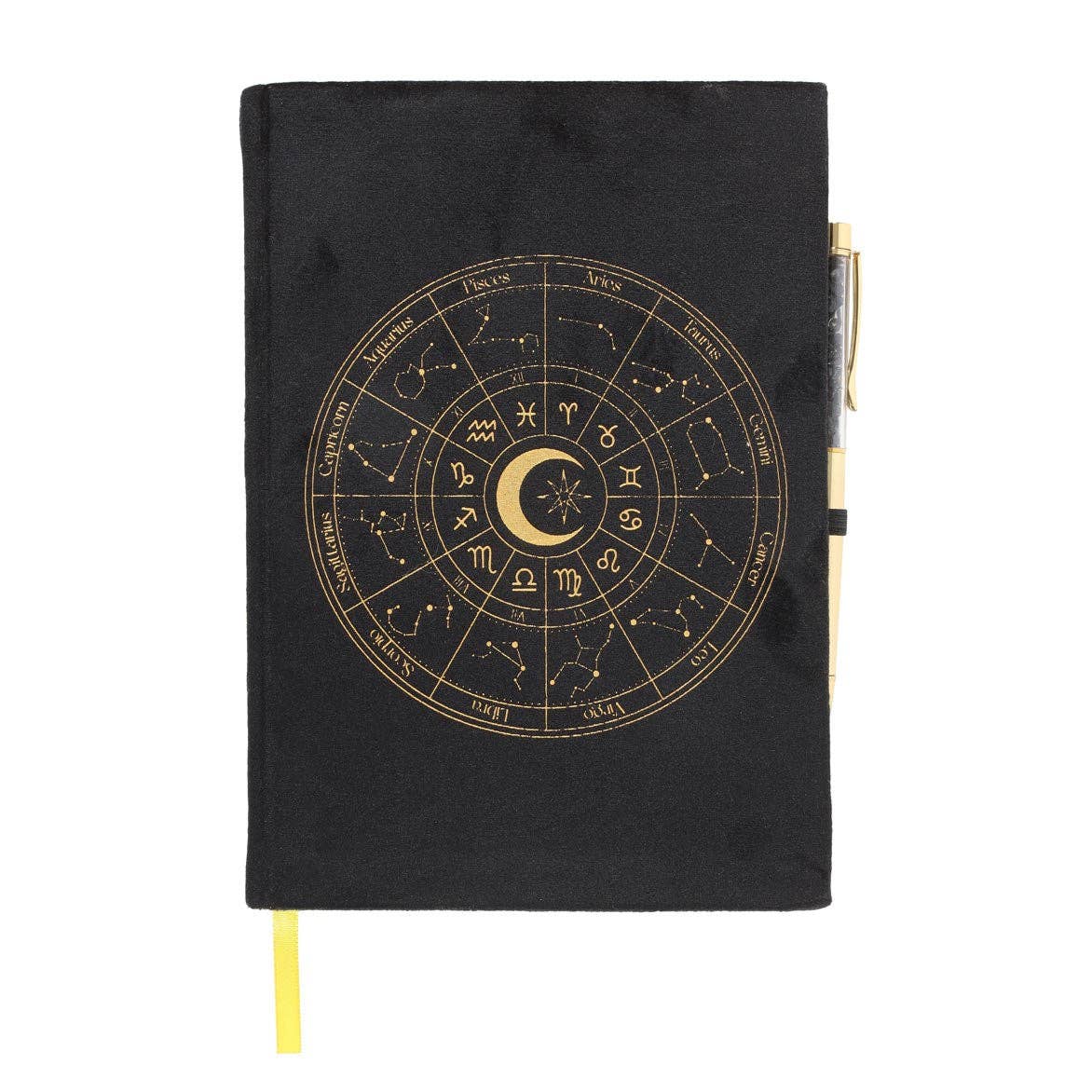 Journal Astrology Wheel avec stylo en obsidienne noire