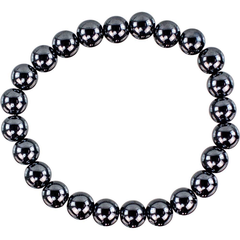 Bracelet élastique en perles et hématite de 8 mm