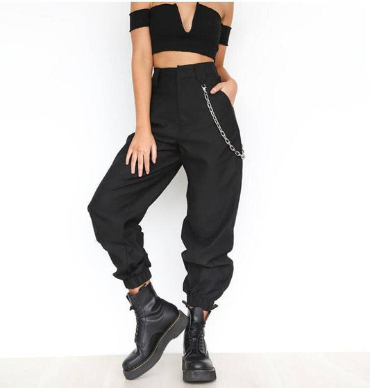 Pantalon de sport décontracté à chaîne ceinturée pour femmes
