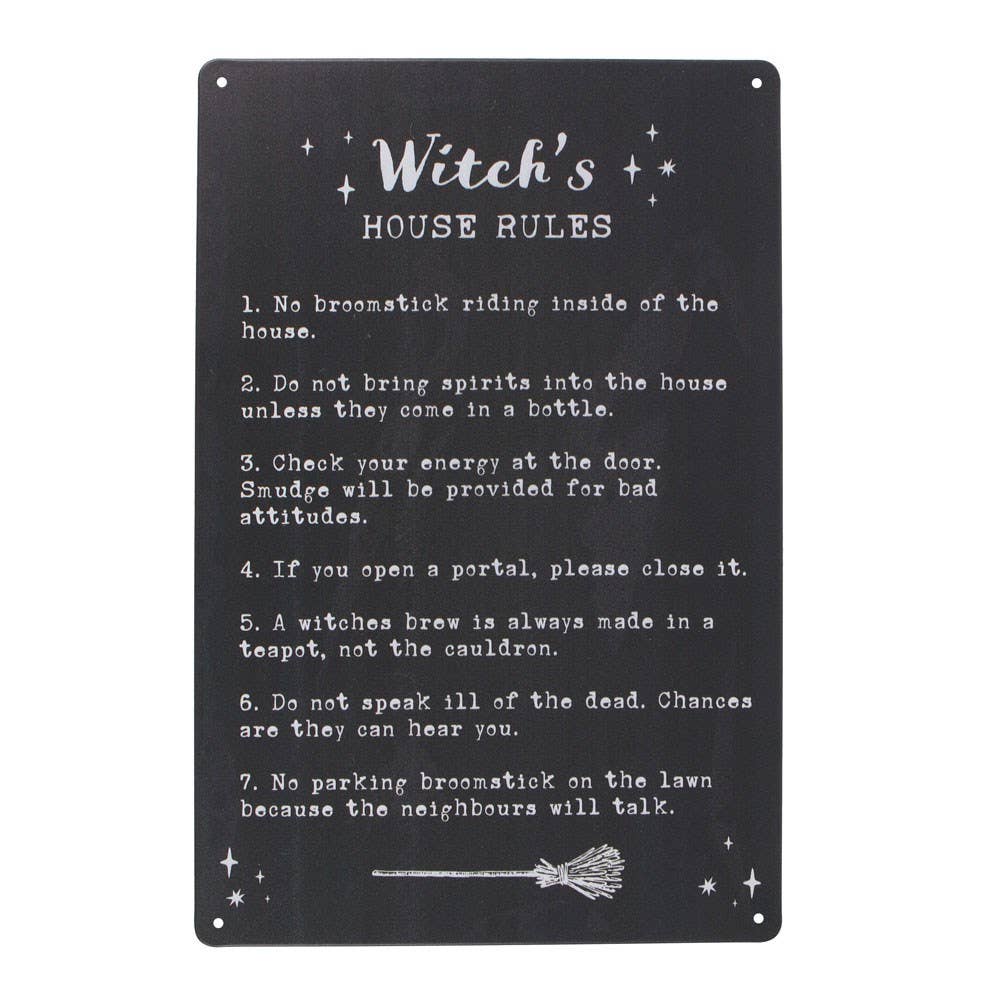 Panneau métallique Witch's House Rules