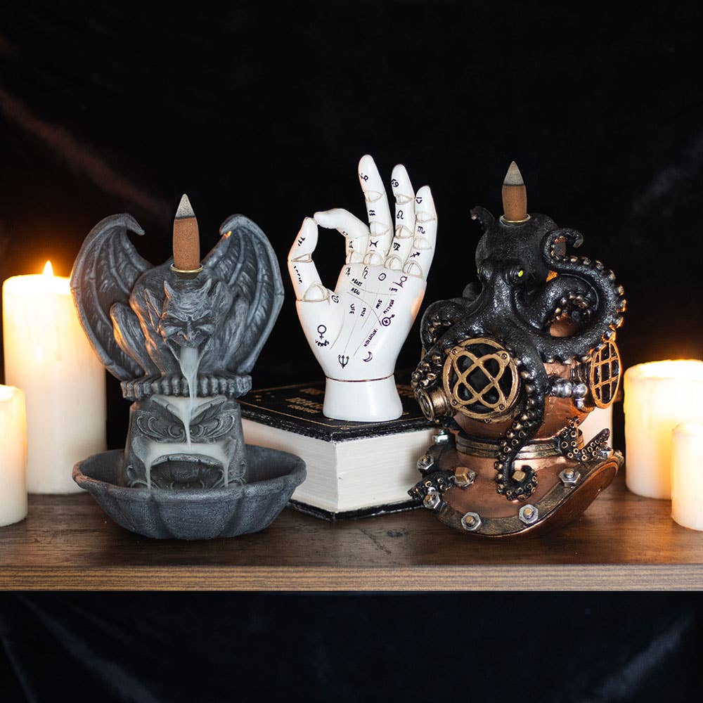 Brûleur d'encens Steampunk Kraken on Diver's Helmet Backflow