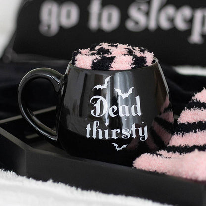 Ensemble de tasse et chaussettes gothiques "Dead Thirsty" pour Halloween