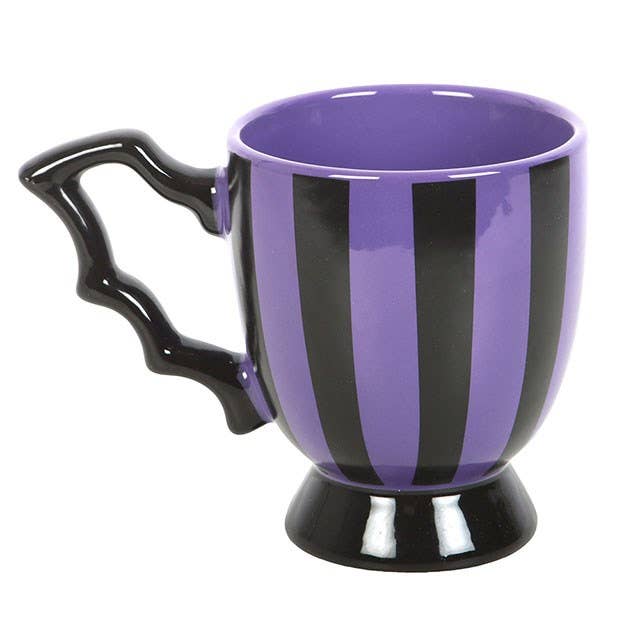 Tasse à thé à ailes de chauve-souris rayées violettes