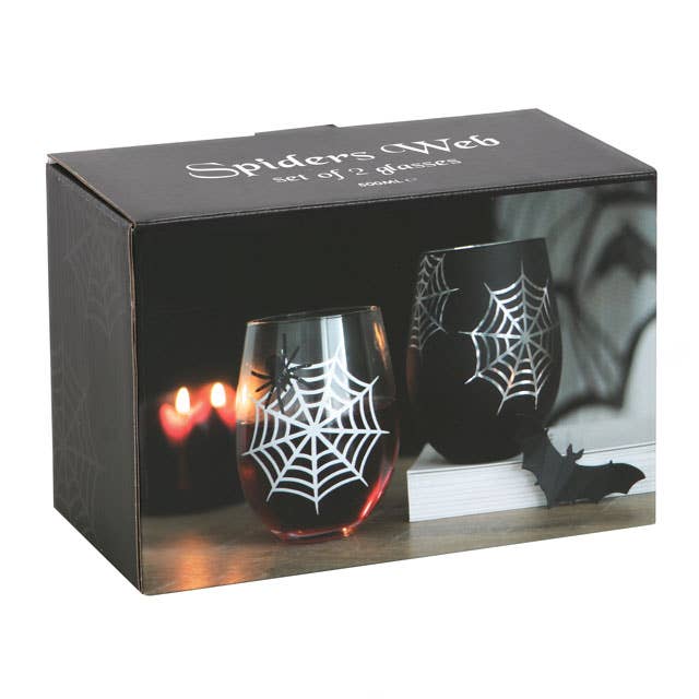 Ensemble de 2 verres à vin Gothic Spider and Web sans pied