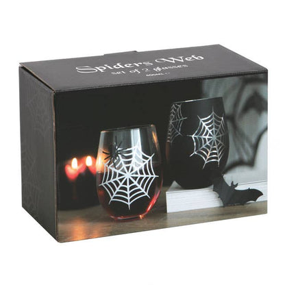 Ensemble de 2 verres à vin Gothic Spider and Web sans pied