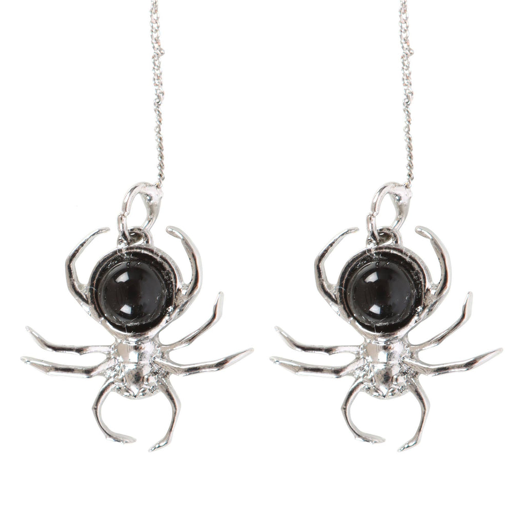 Boucles d'oreilles en forme d'araignée gothique en obsidienne noire