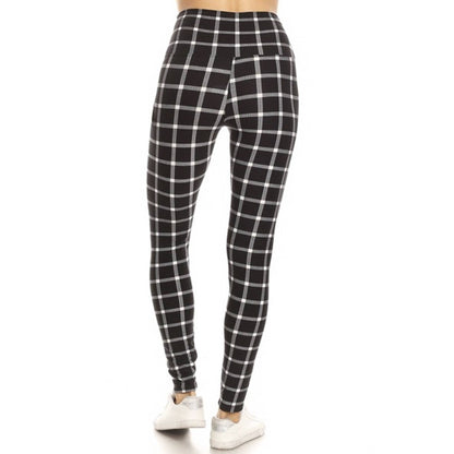 Legging taille haute- Carreau blanc