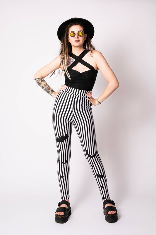 Legging - Sweet Sweet Bats à rayures noires/blanches