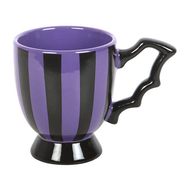 Tasse à thé à ailes de chauve-souris rayées violettes