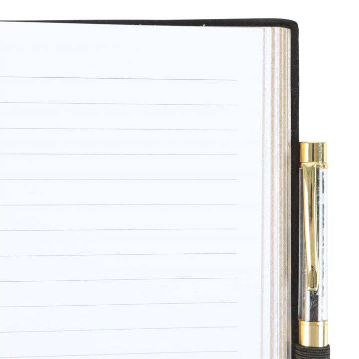 Journal Astrology Wheel avec stylo en obsidienne noire