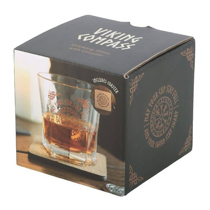 Verre à whisky Viking Compass avec sous-verre