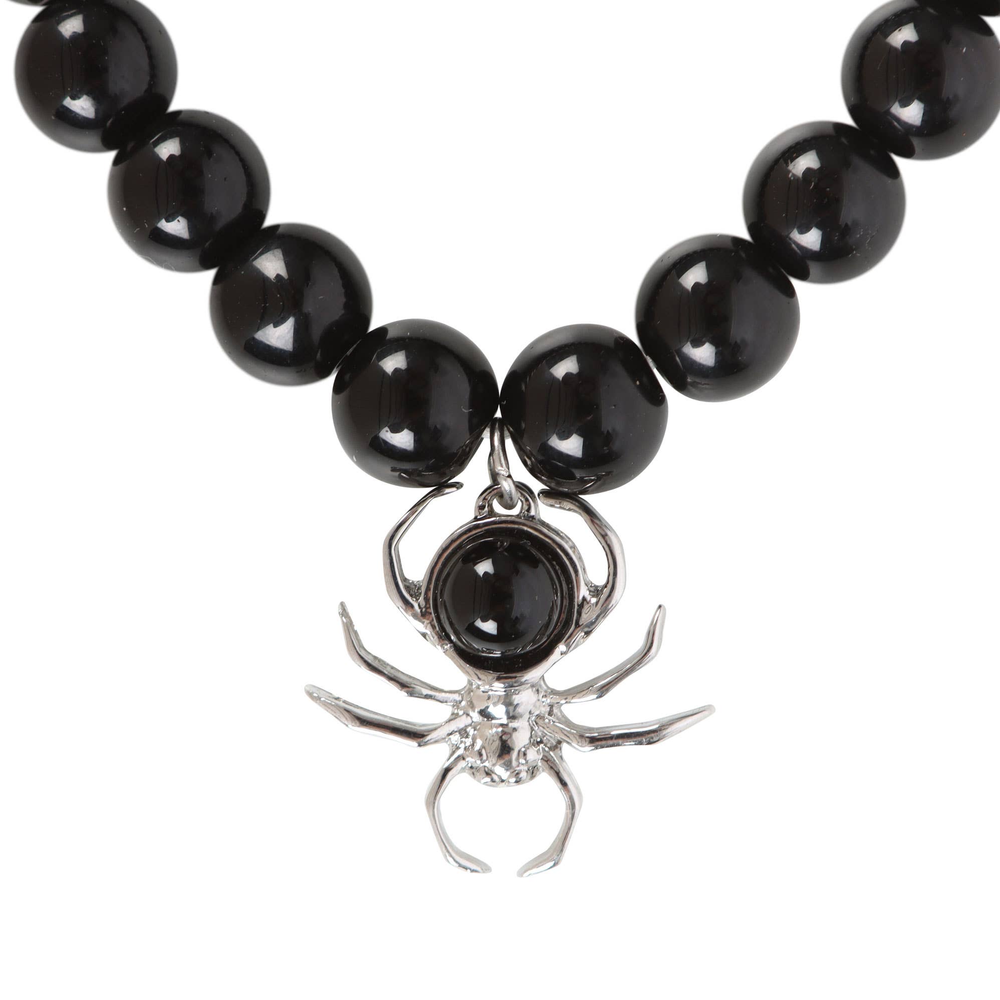 Bracelet en perles d'obsidienne noire Gothic Spider