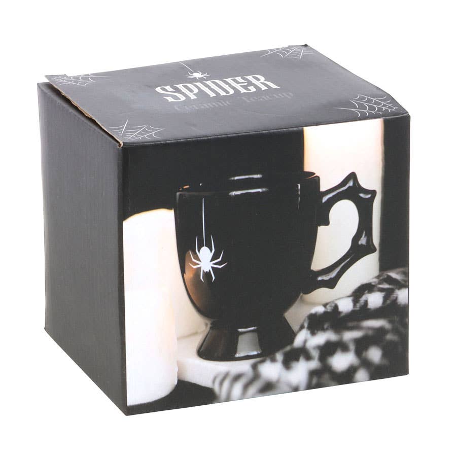 Tasse à thé gothique Halloween Black Spider