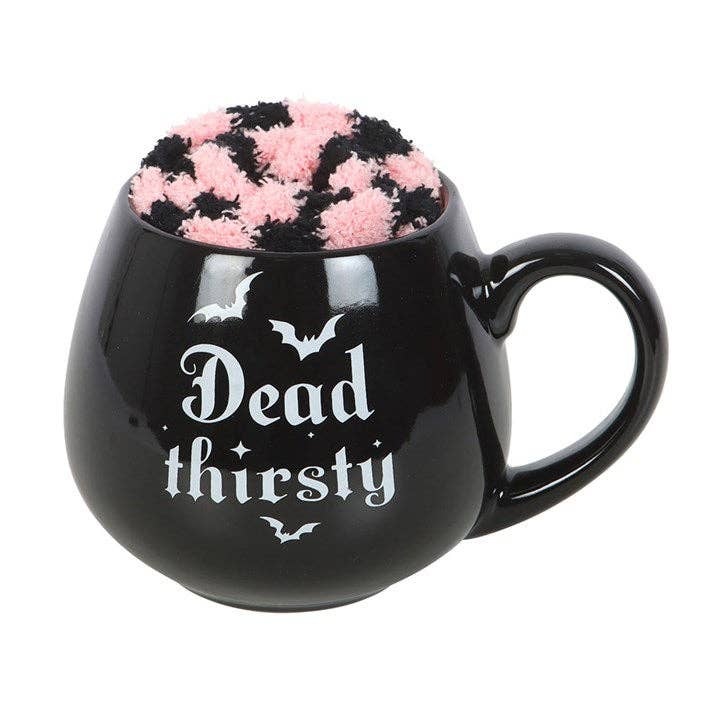Ensemble de tasse et chaussettes gothiques "Dead Thirsty" pour Halloween