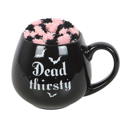 Ensemble de tasse et chaussettes gothiques "Dead Thirsty" pour Halloween