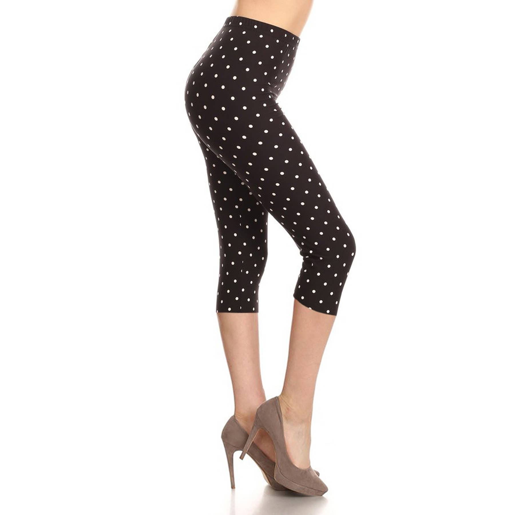 Legging capri doux à pois taille haute