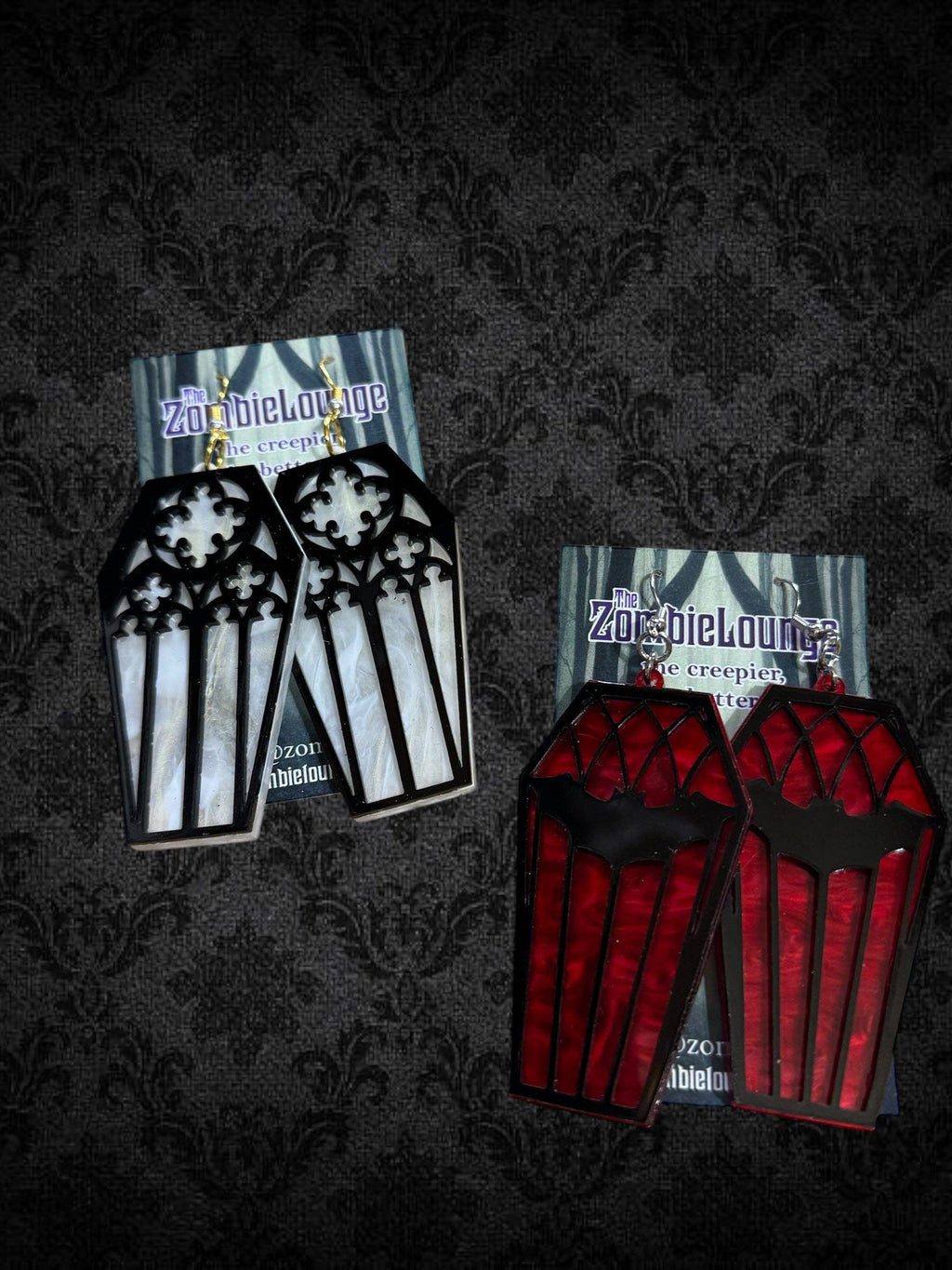 Boucles d'oreilles cercueil gothique