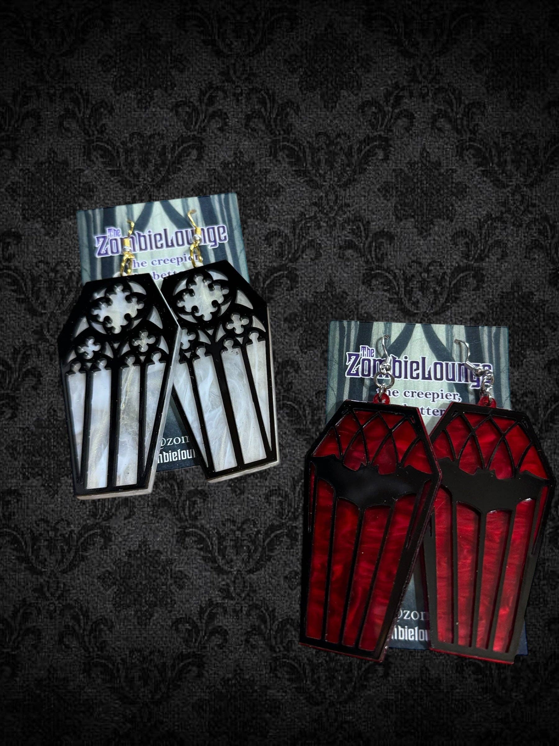 Boucles d'oreilles cercueil gothique