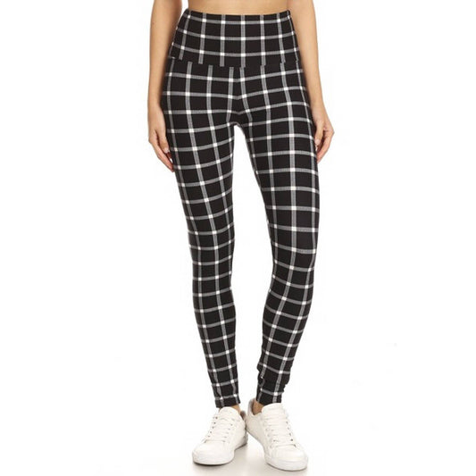 Legging taille haute- Carreau blanc