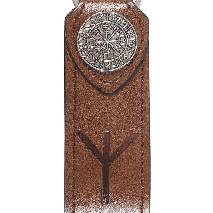 Porte-clés en simili cuir avec rune viking de protection