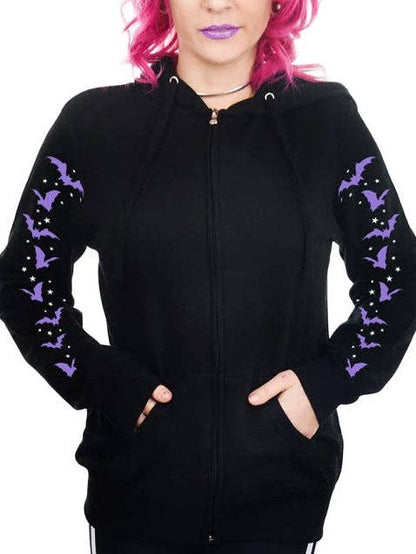 Chandail à capuchon chic à imprimé chauve-souris pour femmes