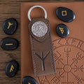 Porte-clés en simili cuir avec rune viking de protection