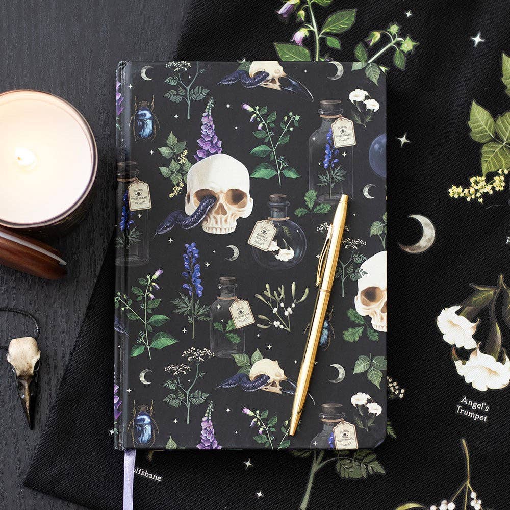 Carnet A5 à motif crâne gothique Venom & Vines