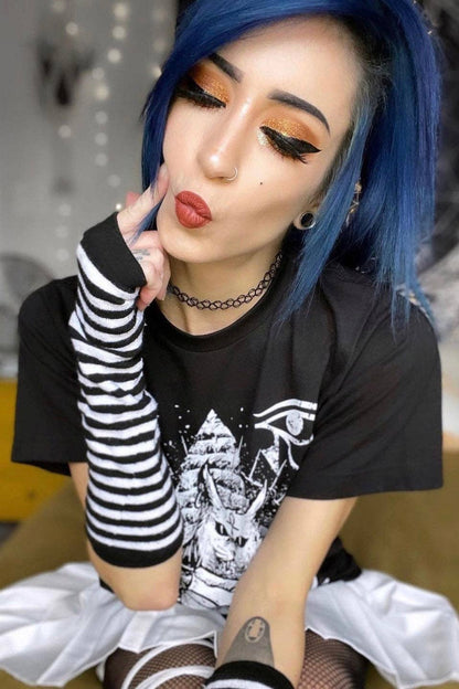 Manchettes à rayures Emo [noir/blanc]